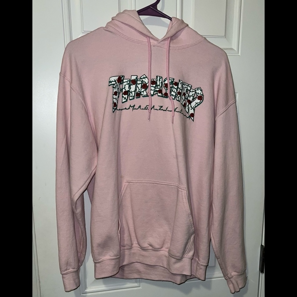 Pink Roses Thrasher Hoodie Size Medium